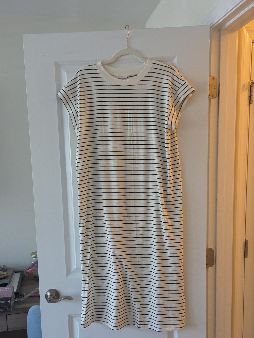 Classic Black & White Striped T-Shirt Dress